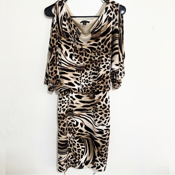 Thalia Sodi Cold Shoulder Animal Print Dress - Picture 4 of 11